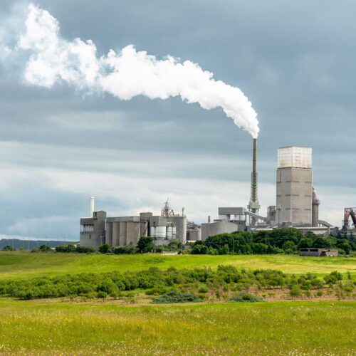 factory in a rural landscape and sky