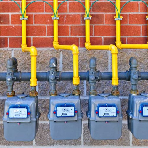 line of gas meters