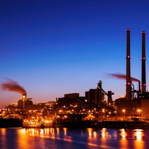 Industrial factory at night