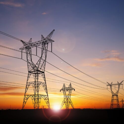 powerlines at sunset