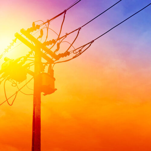 stylized powerlines at sunset